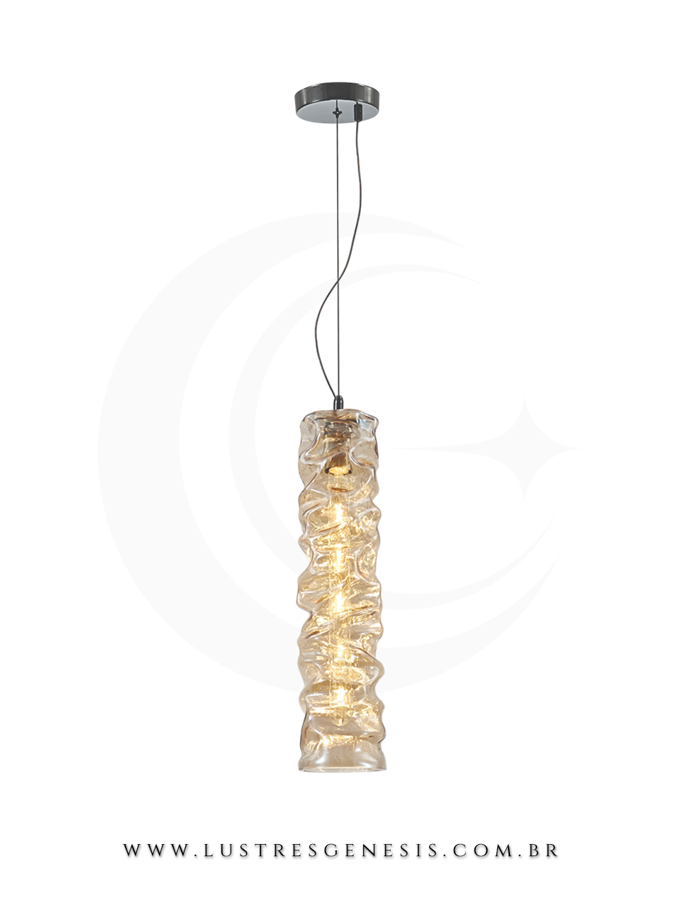 O Pendente Moderno em metal bronze e vidro e a escolha perfeita para agregar elegancia e sofisticacao ao seu ambiente. Com soquete E14, mede 12x25cm e oferece acabamento refinado.